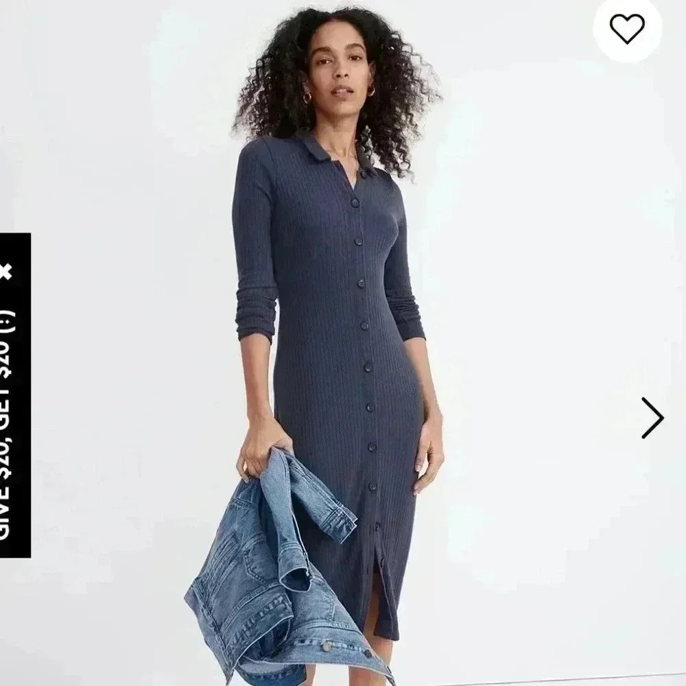 Madewell Button-Front Midi Shirtdress Sz Small